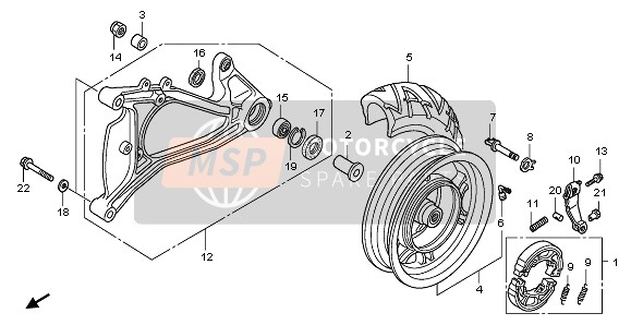 Honda PES125 2010 REAR WHEEL & SWINGARM for a 2010 Honda PES125